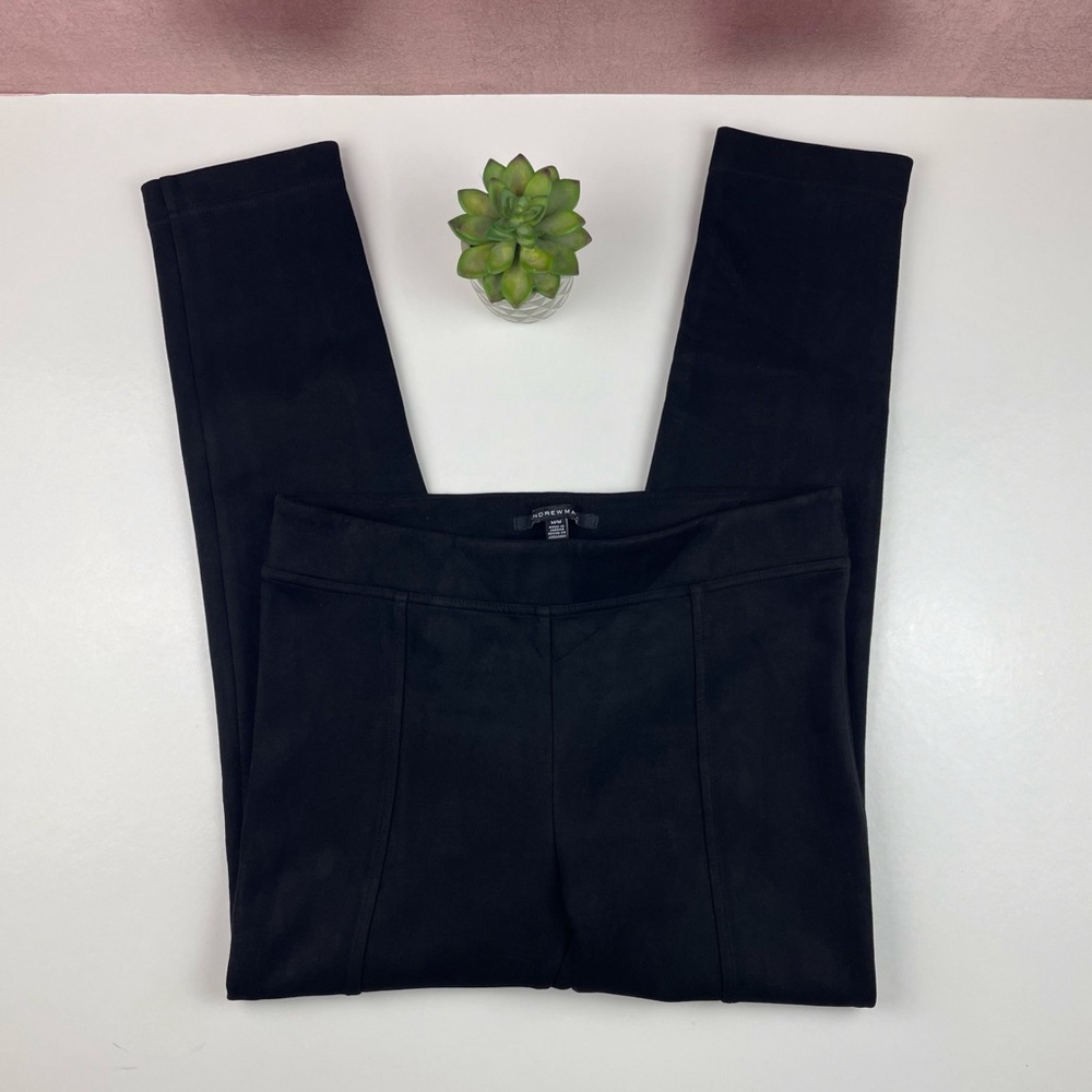 Andrew Marc Solid Black Soft Faux Suede Pants Women Size Medium